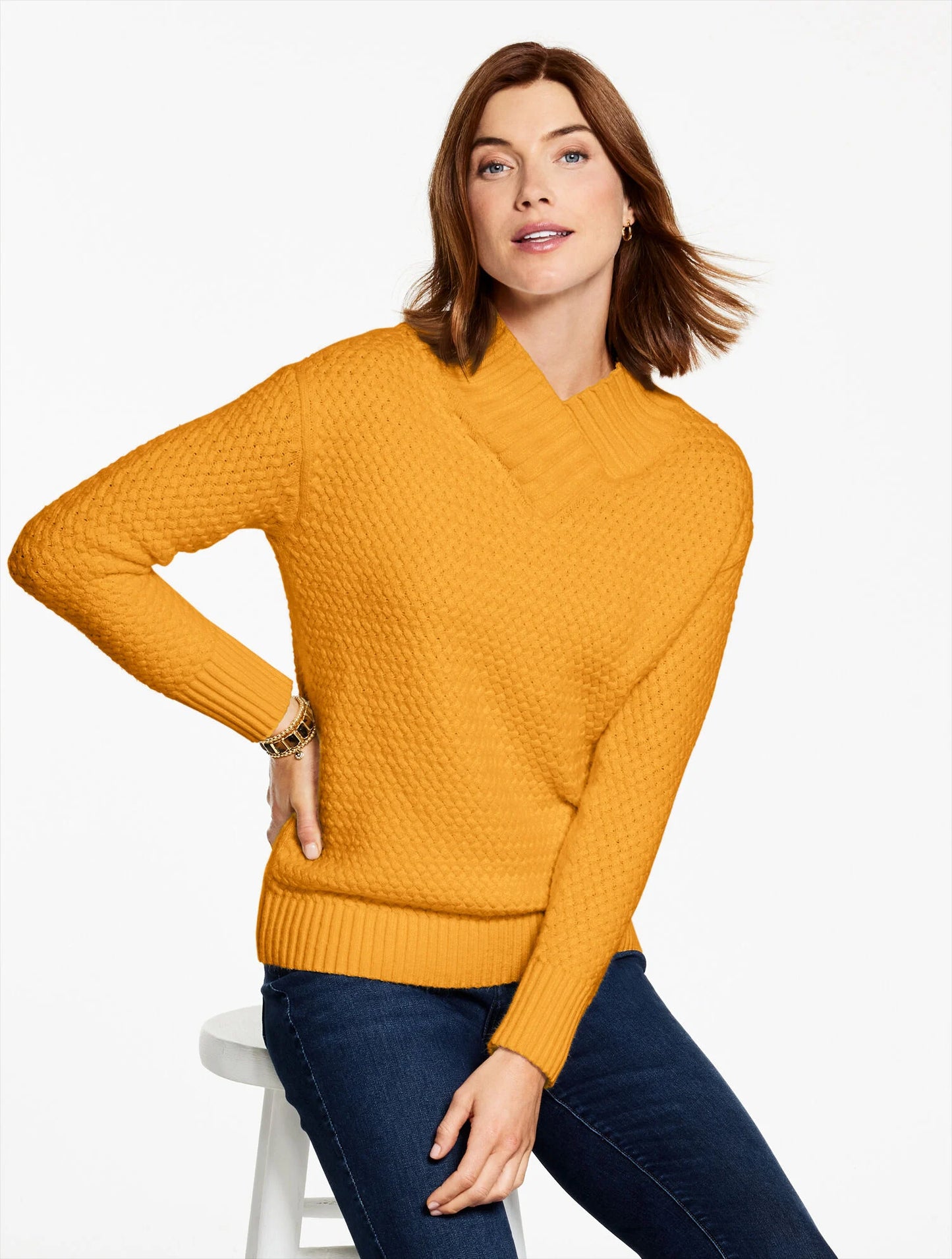 Textured V-Neck Pullover
