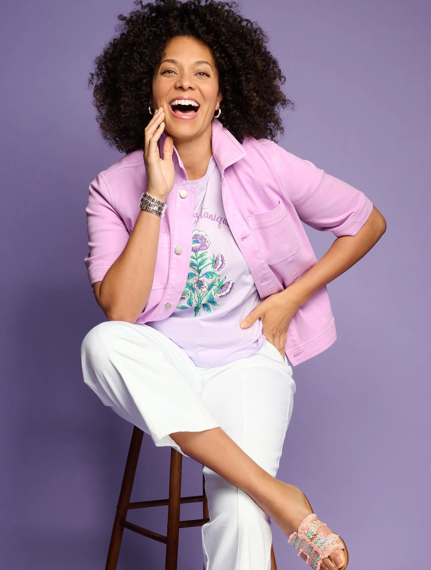 Roll Sleeve Crewneck Tee - Botanical