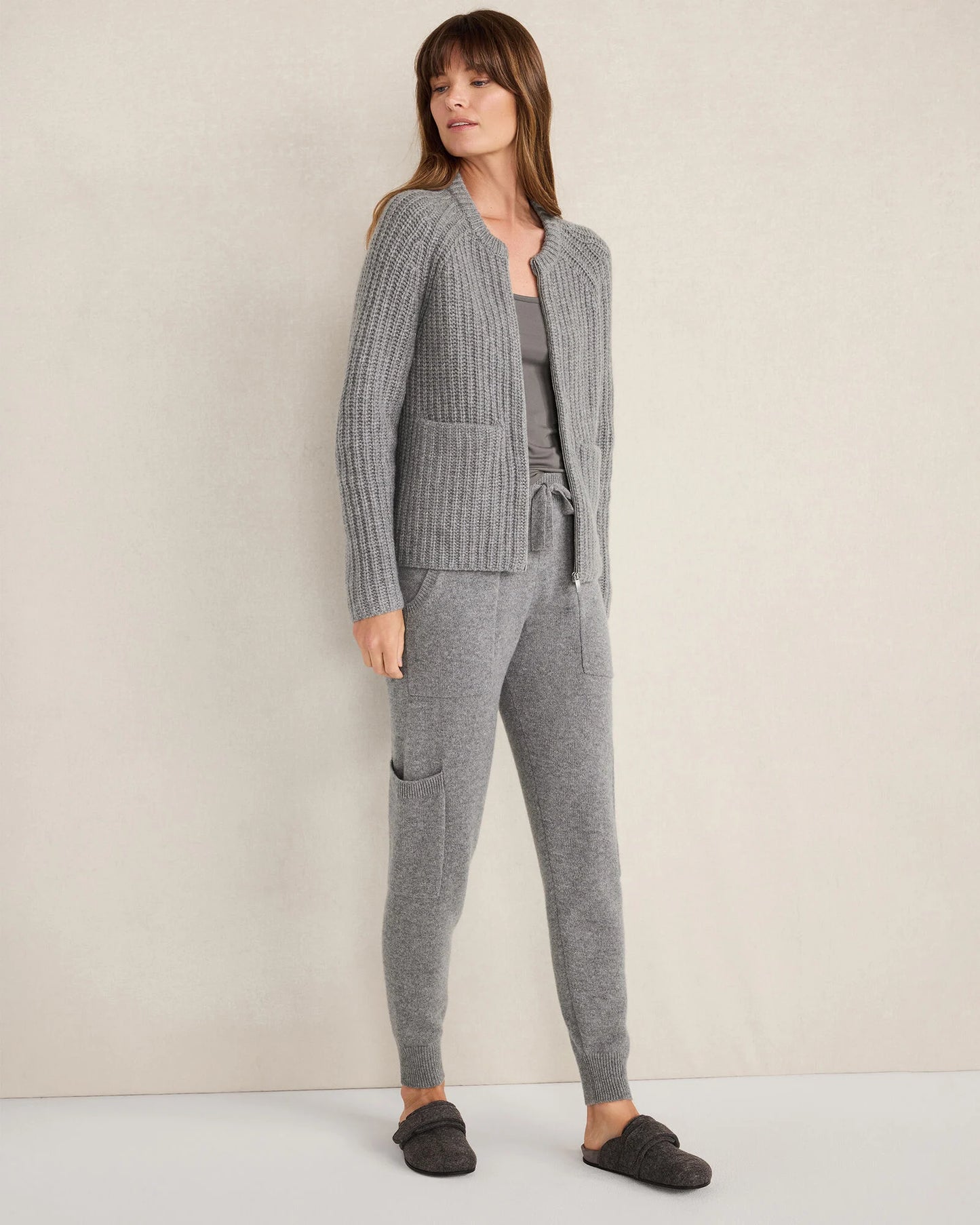 Cashmere Zip Front Bomber Jacket