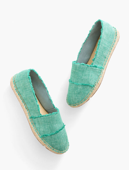 Izzy Frayed Washed Linen Espadrille Flats