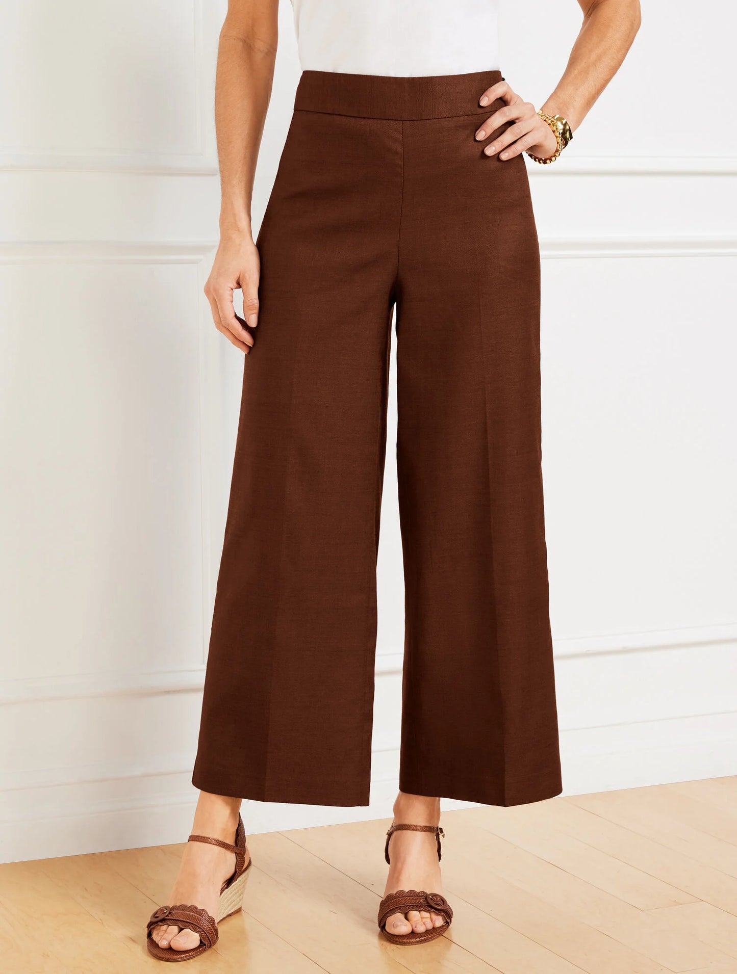 Wide Crop Linen Blend Pants