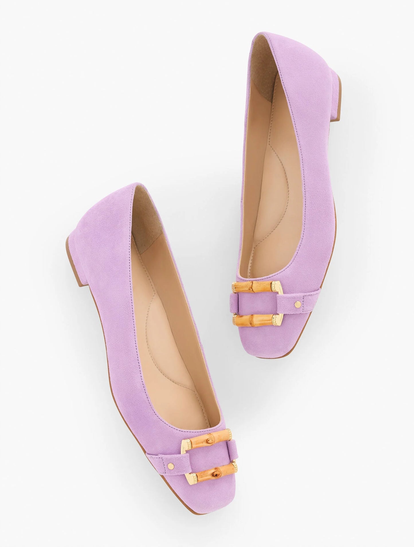 Sutton Bamboo Buckle Suede Flats