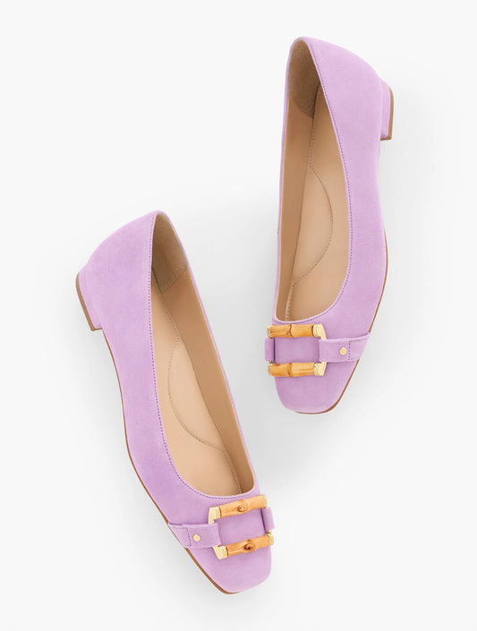 Sutton Bamboo Buckle Suede Flats