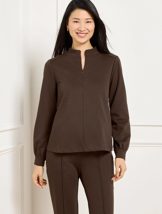 Passport Ponte Zip Mockneck Pullover