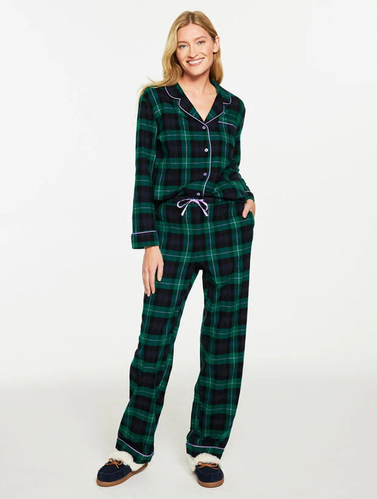 Cotton Flannel Sleep Set - Prancer Black Watch