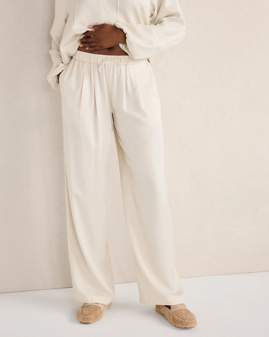 Washed Pleated Straight Leg Pants