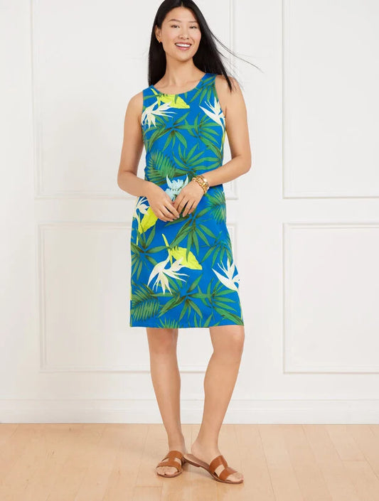 Sleeveless Shift Jersey Dress - Birds of Paradise